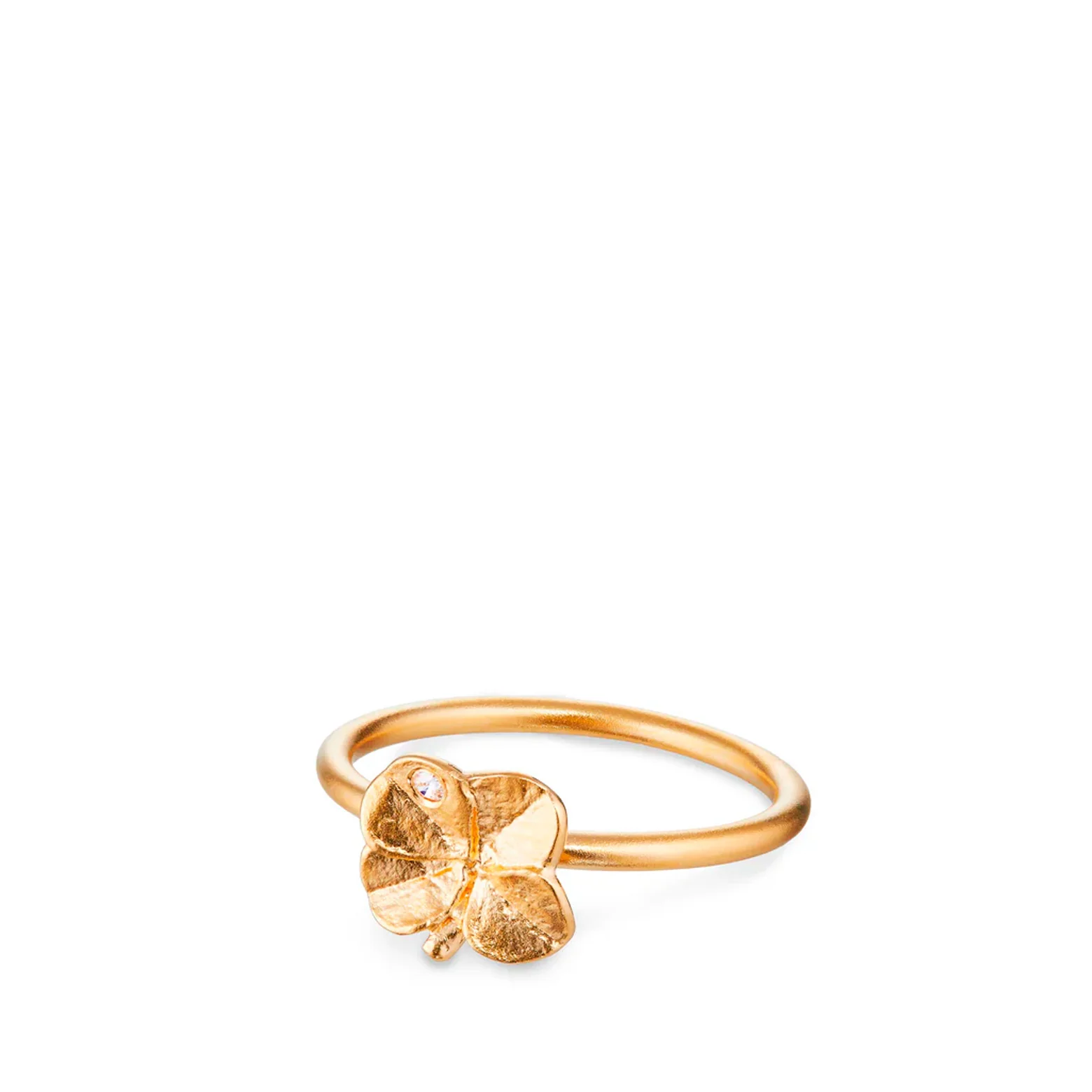 Kløver fingerring - Firkløver – forgyldt sølv