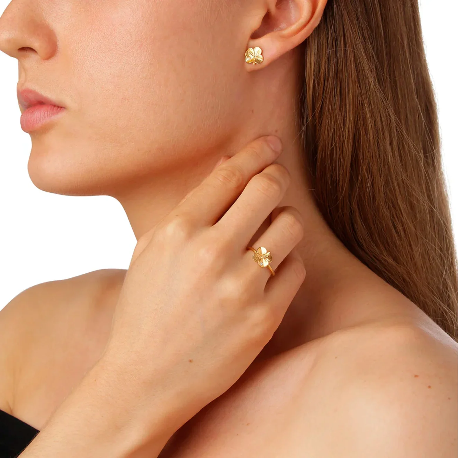 Kløver fingerring - Firkløver – forgyldt sølv - Image 3