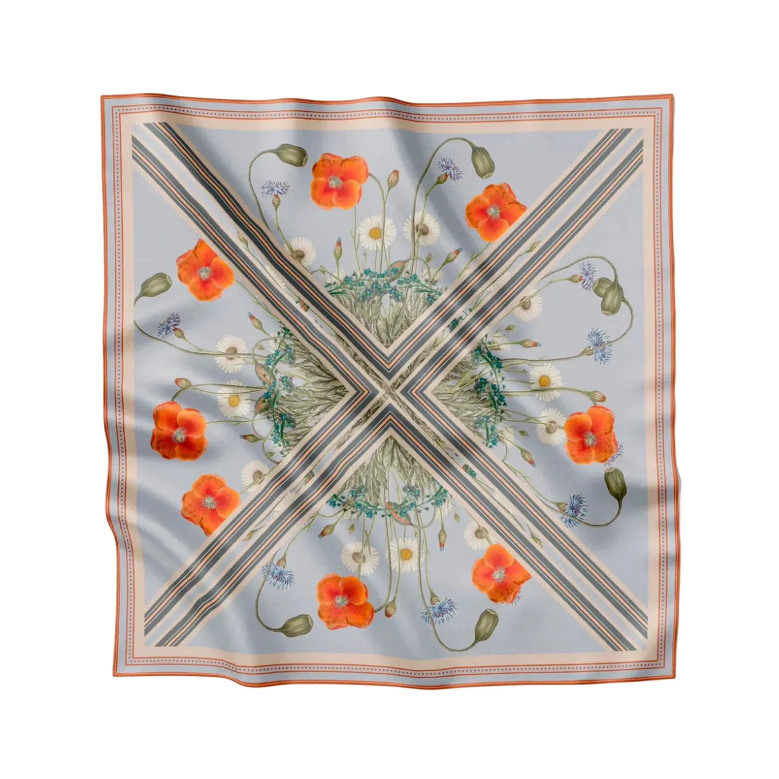 Flora Danica silketørklæde 53 x 53 cm
