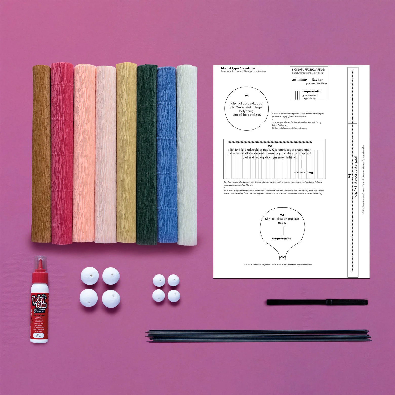 DIY crepepapir blomster kit - Image 2