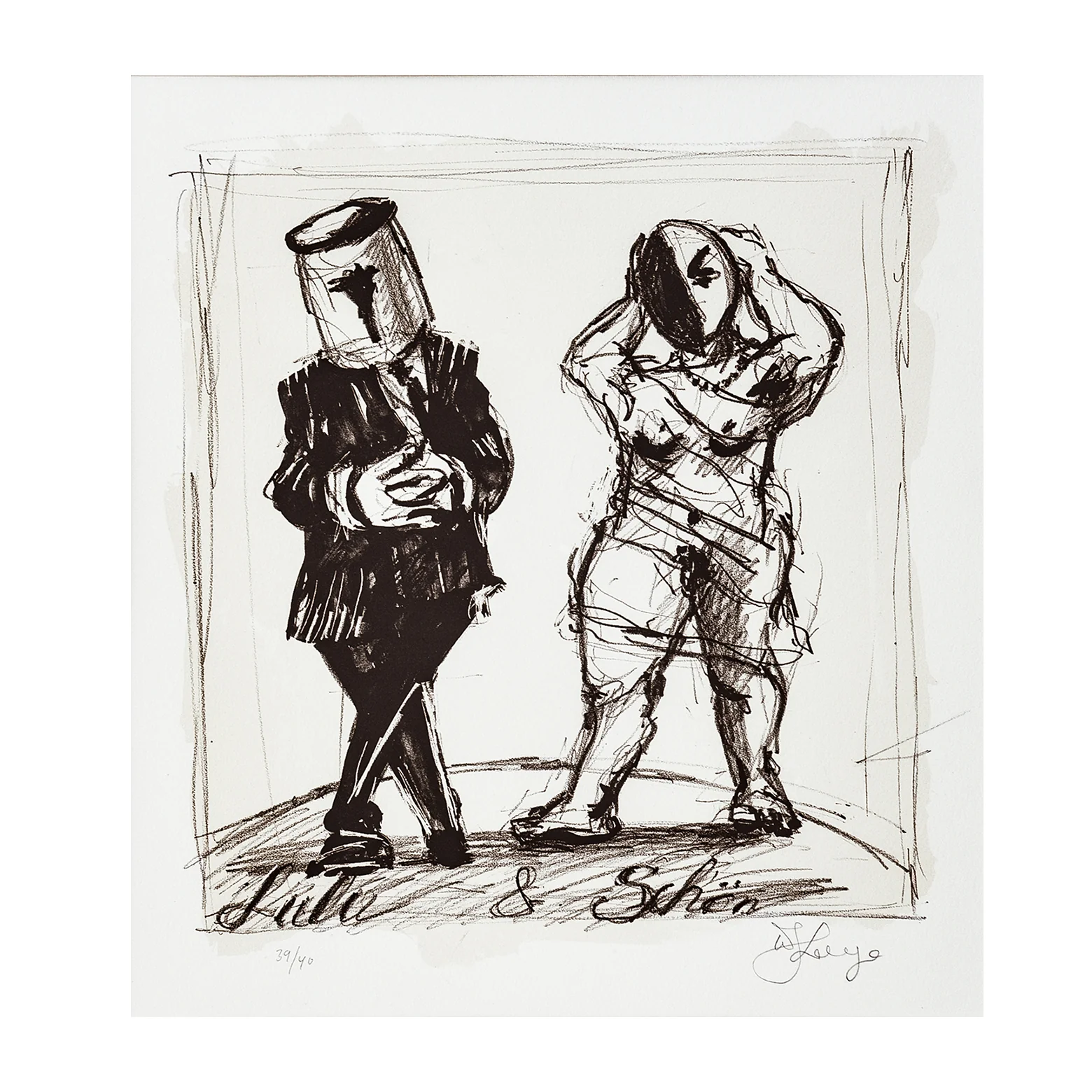 William Kentridge litografi – Lulu & Schön (2018)